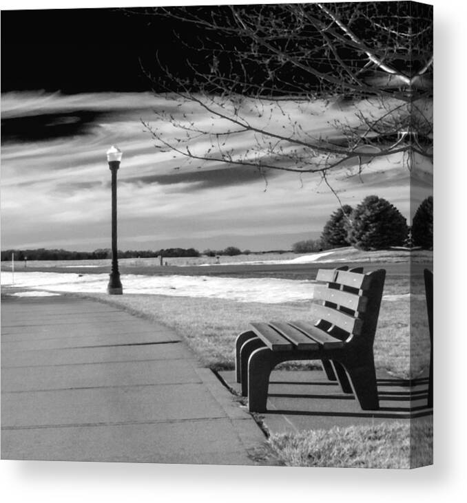 Bench Canvas Print featuring the photograph Pause by Don Spenner