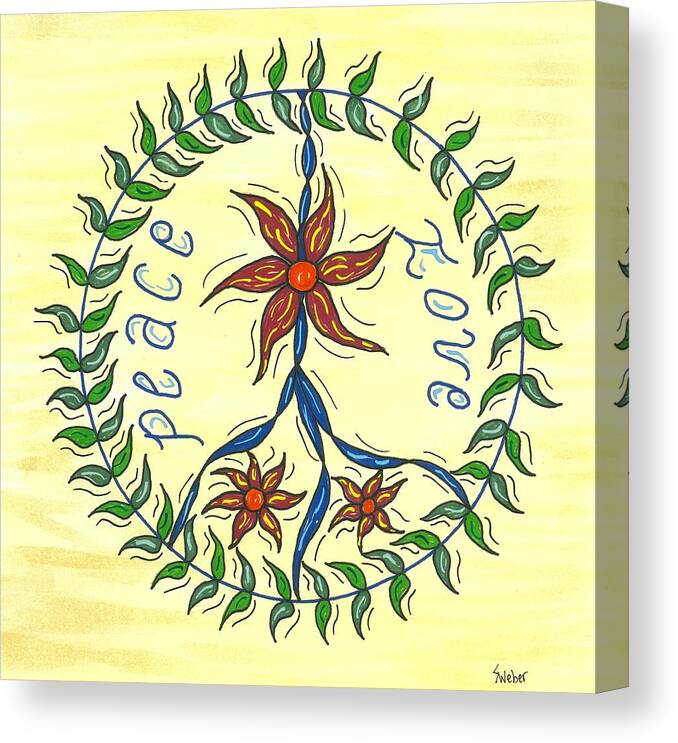 Folk Canvas Print featuring the painting Peace and Love by Susie WEBER