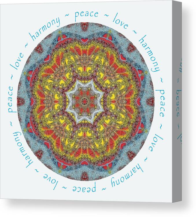 Mandala Canvas Print featuring the photograph Peace Love Harmony Mandala by Beth Venner