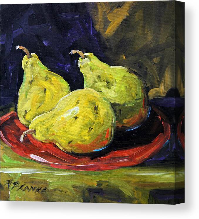Still Life Canvas Print featuring the painting Pears in the light by Prankearts by Richard T Pranke