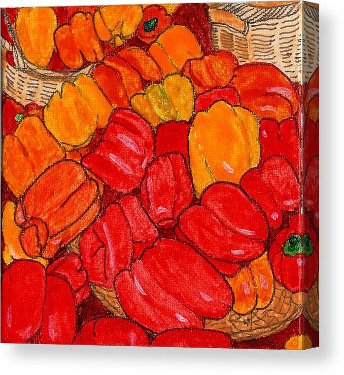 Peppers Canvas Print featuring the painting Peppers Galore by Phil Strang