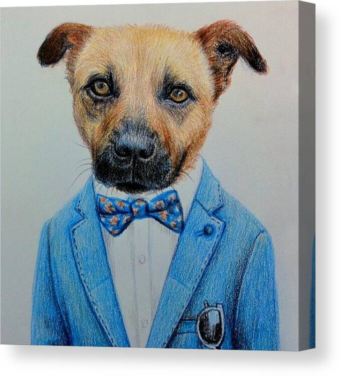 Pets Dog Portrait Color Pencil Drawing Canvas Print / Canvas Art by Wind Z  - Mobile Prints