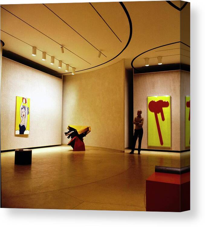 Architecture Canvas Print featuring the photograph Philip Johnson In The Painting Gallery by Horst P. Horst