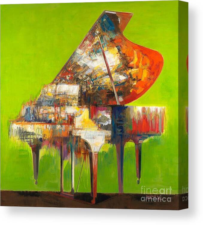 Piano. Music.piano Art Series Canvas Print featuring the painting piano No.21 by Zheng Li