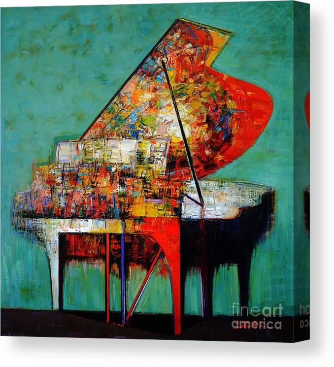 Piano In Blue.red Piano Canvas Print featuring the painting piano No.55-love by Zheng Li