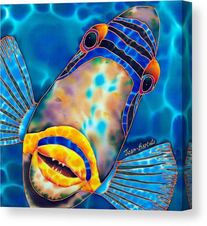 Diving Canvas Print featuring the painting Picasso Triggerfish by Daniel Jean-Baptiste