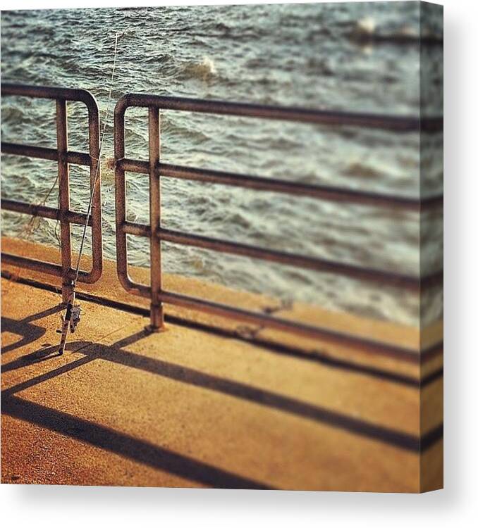 Scenery Canvas Print featuring the photograph #pier #fishing #fishingpole #pole by Scott Brash