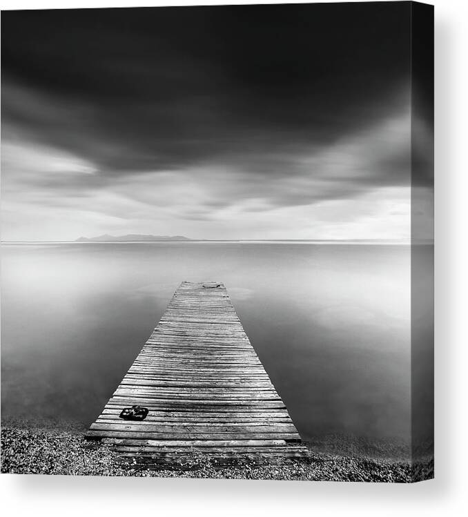 Landscape Canvas Print featuring the photograph Pier With Slippers by George Digalakis