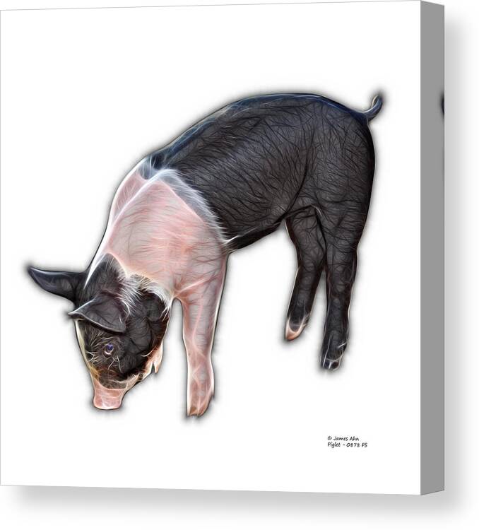 Pig Canvas Print featuring the digital art Piglet - 0878 FS by James Ahn