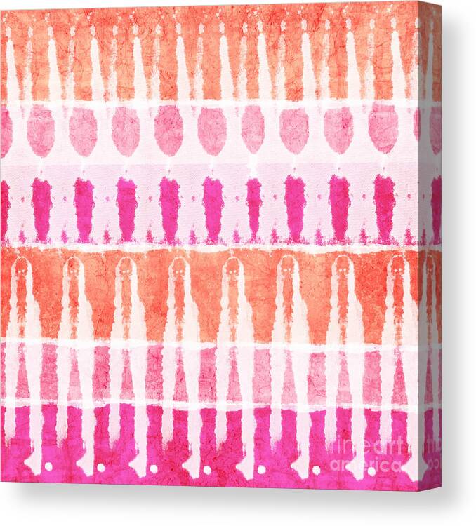 Pink Canvas Print featuring the painting Pink and Orange Tie Dye by Linda Woods