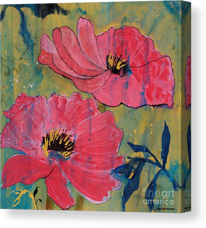 Pink Canvas Print featuring the painting Pink Blossoms by Robin Pedrero