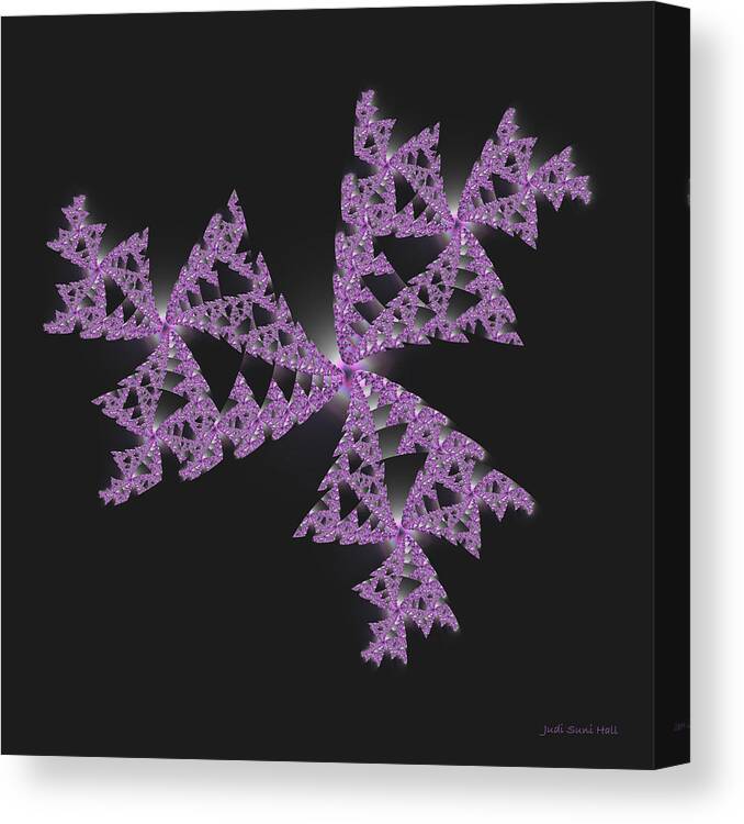 Pink Fractal Canvas Print featuring the digital art Pink Crystal Pinwheel Fractal by Judi Suni Hall