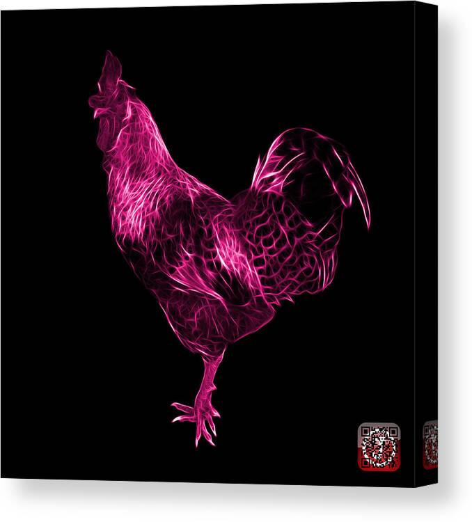 Rooster Canvas Print featuring the digital art Pink Rooster 3186 F by James Ahn