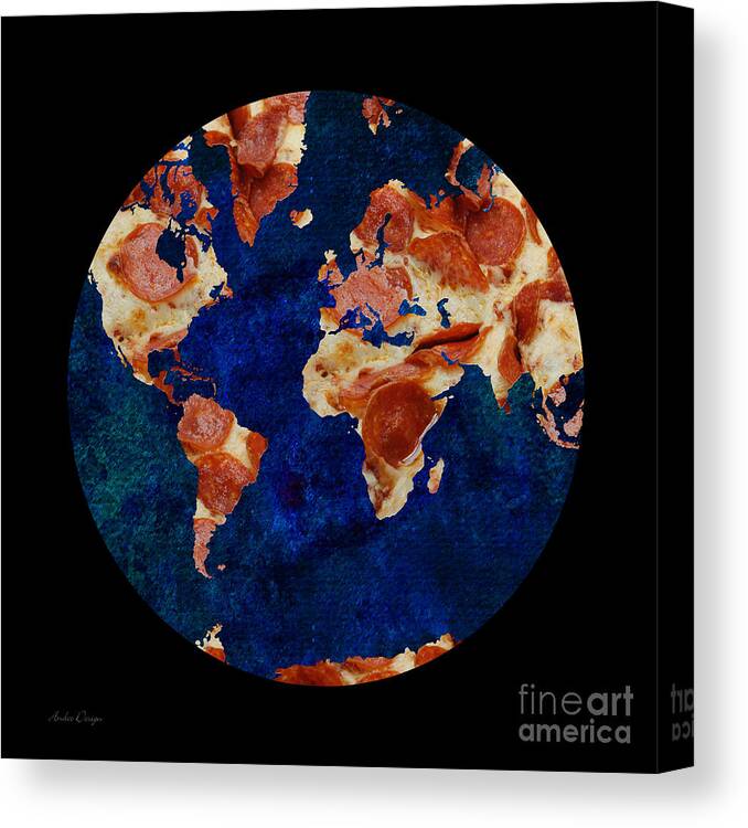World Map Canvas Print featuring the photograph Pizza World by Andee Design