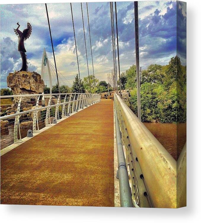 Bridge Canvas Print featuring the photograph Plain Indians #arkansasriver #river by Ryan Laperle