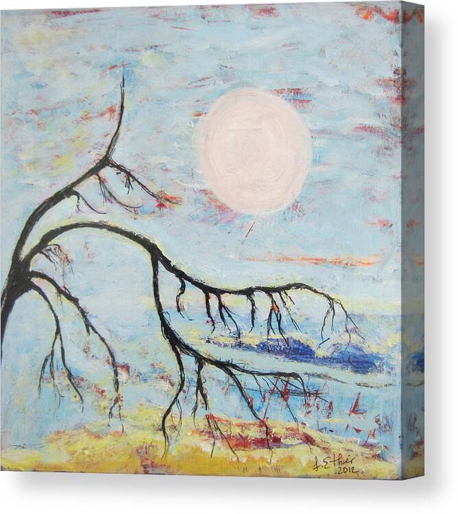 Abstract Landscape Canvas Print featuring the painting Pleine lune by Francine Ethier