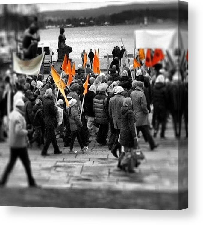 Followme Canvas Print featuring the photograph #politics #democracy #demonstration by Elisabeth Ostreng