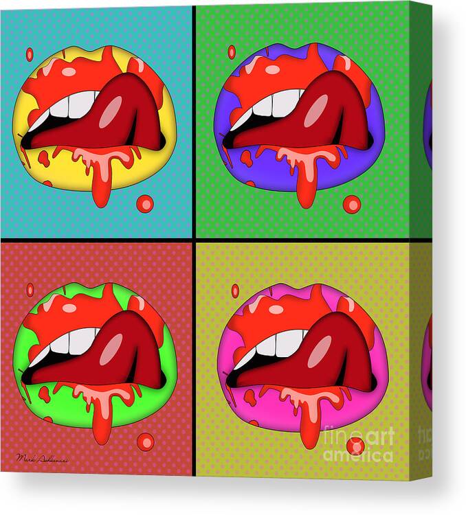 Collage Canvas Print featuring the painting Pop Art Lips by Mark Ashkenazi