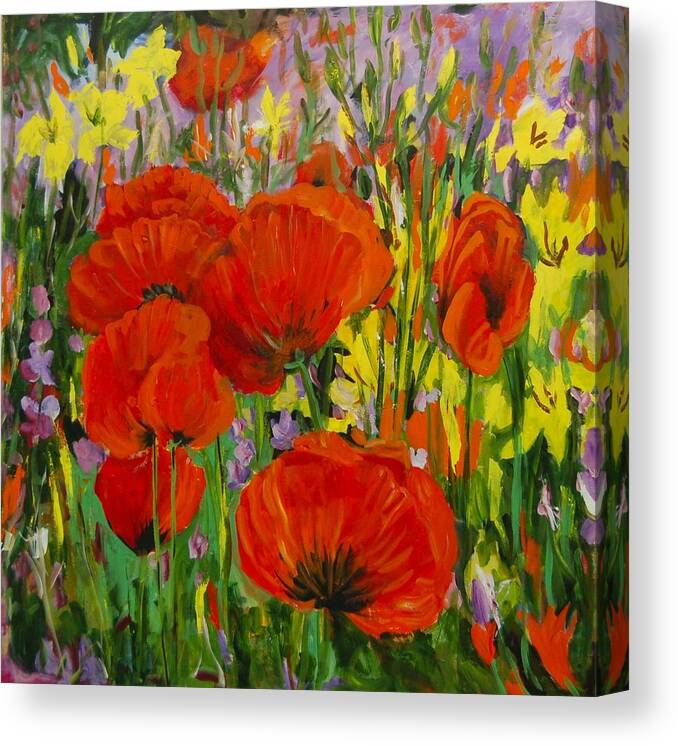Ingrid Dohm Canvas Print featuring the painting Poppies by Ingrid Dohm