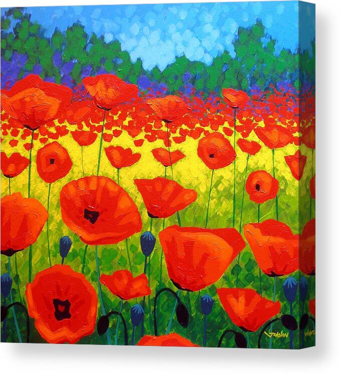 Modern Canvas Print featuring the painting Poppy Field V by John Nolan