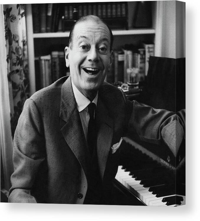 Portrait Canvas Print featuring the photograph Portrait Of Cole Porter Sitting At His Piano by Frances Mclaughlin-Gill