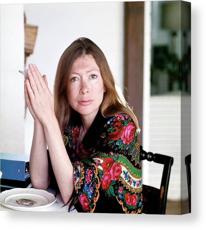 Joan Didion Canvas Print featuring the photograph Portrait Of Joan Didion by Henry Clarke