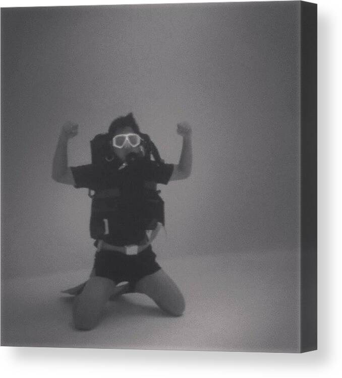 Underwater Canvas Print featuring the photograph Posing In The Deep #diving #scuba by Yoko Fitriansyah