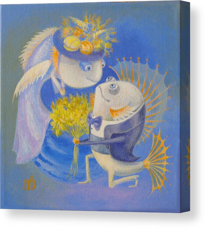 Animals Canvas Print featuring the painting Proposal by Marina Gnetetsky