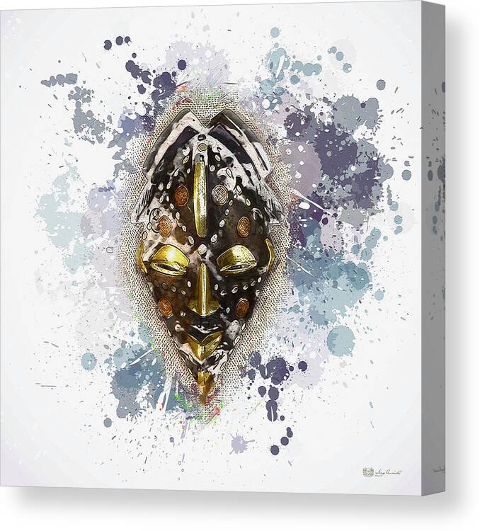 'treasures Of Africa' Collection By Serge Averbukh Canvas Print featuring the digital art Punu Prosperity Mask by Serge Averbukh