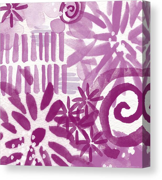 Purple And White Abstract Canvas Print featuring the painting Purple Garden - Contemporary Abstract Watercolor Painting by Linda Woods