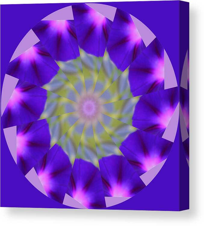 Purple Canvas Print featuring the photograph Purple Morning Glory Kaleidoscope by Kristy Jeppson