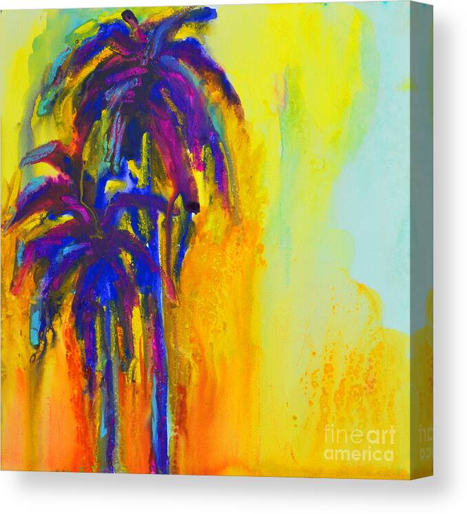 Art Canvas Print featuring the painting Purple Palm Trees Sunset - Modern Colorful Landscape by Patricia Awapara