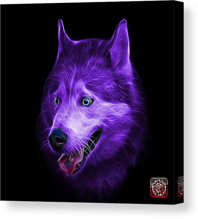 Siberian Husky Canvas Print featuring the painting Purple Siberian Husky Dog Art - 6062 - BB by James Ahn