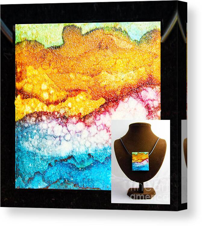 Alcohol Ink Canvas Print featuring the painting Purple Wave Necklace by Alene Sirott-Cope
