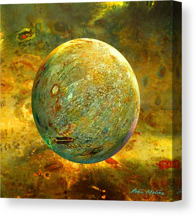 Yellow Canvas Print featuring the digital art Quantum Soul...Orb of Light by Robin Moline