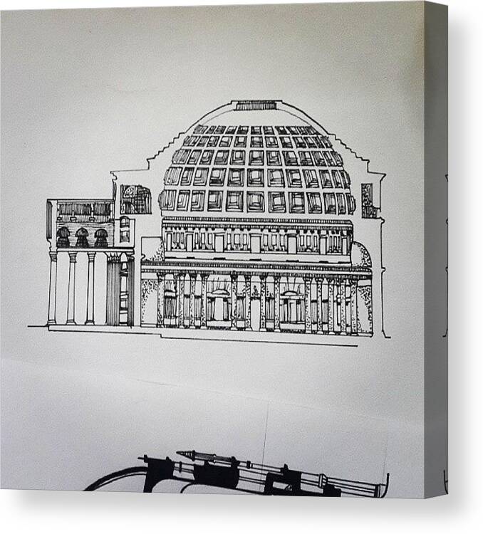 Sketch Canvas Print featuring the photograph Quick Sketch, Pantheon -section by Nishant Vaidya