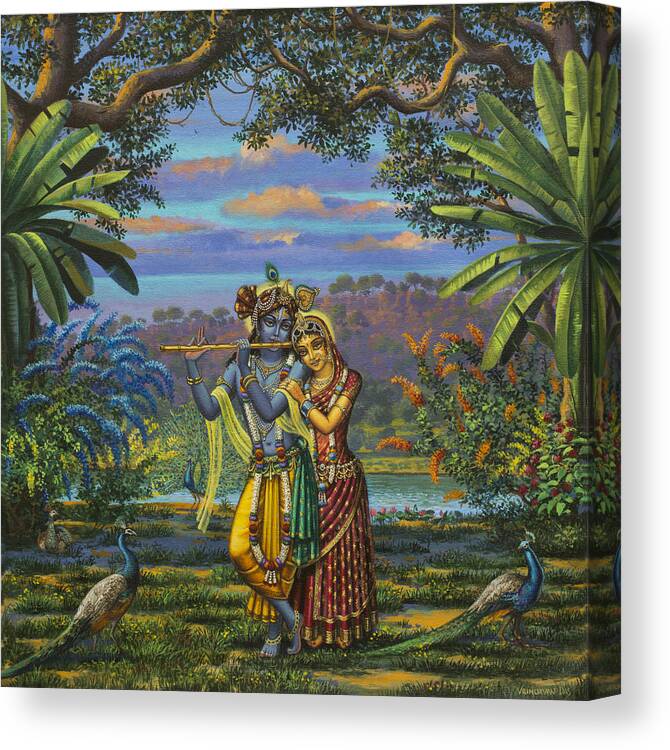 Radha Canvas Print featuring the painting Radha Krishna by Vrindavan Das