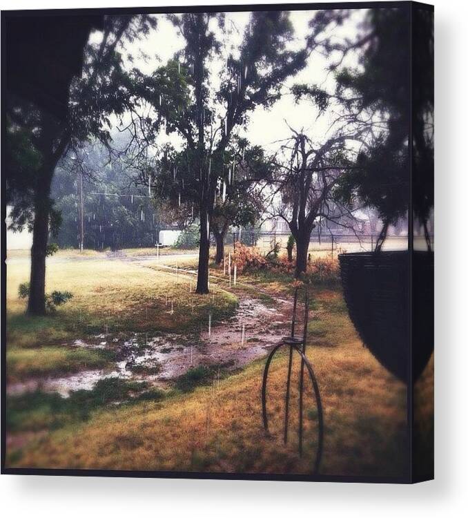 Iphone4 Canvas Print featuring the photograph #rain #rainyday #landscape #iphone4 by Judy Green