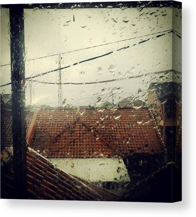Raindrop Canvas Print featuring the photograph #raindrop by Imam Fauzan