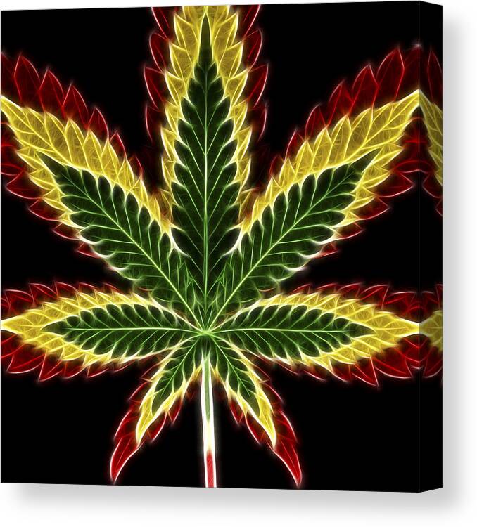 3scape Canvas Print featuring the digital art Rasta Marijuana by Adam Romanowicz
