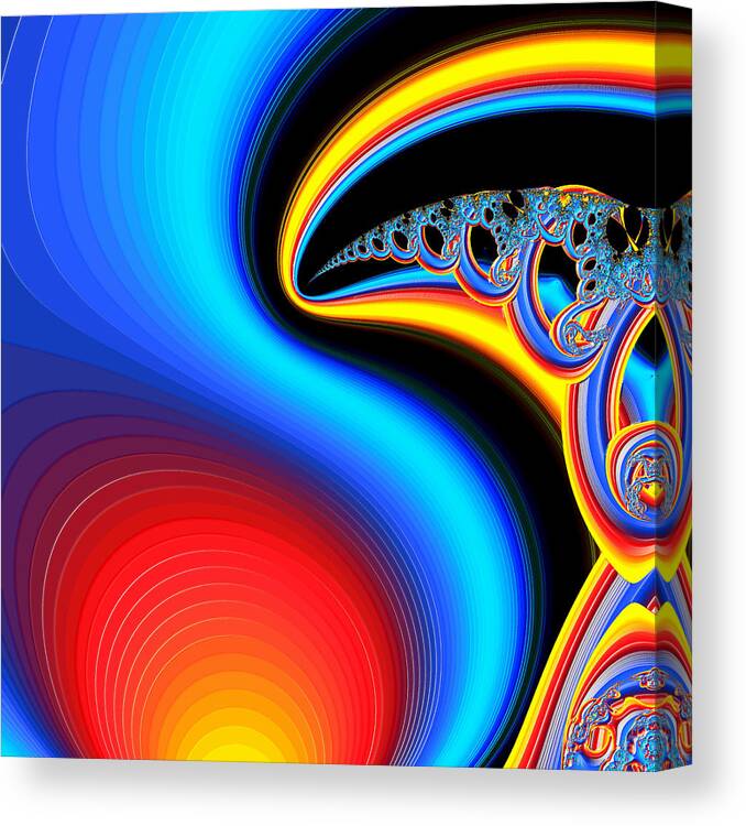 Abstract Canvas Print featuring the digital art Raven, Dreaming By The Fire by Wendy J St Christopher