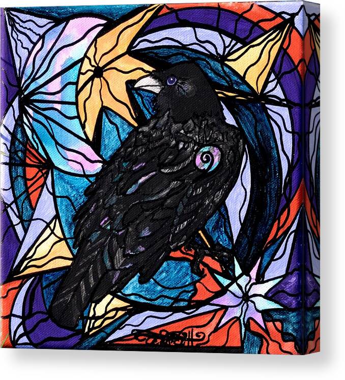 Raven Canvas Print featuring the painting Raven by Teal Eye Print Store