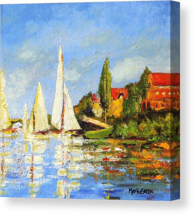 Monet Canvas Print featuring the painting Recreation of Boating at Argenteuil by Marti Green