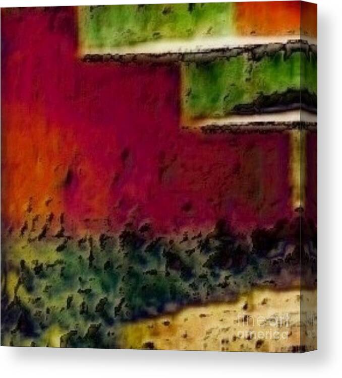 Sharkcrossing Canvas Print featuring the digital art S Red Concrete Steps - Square by Lyn Voytershark