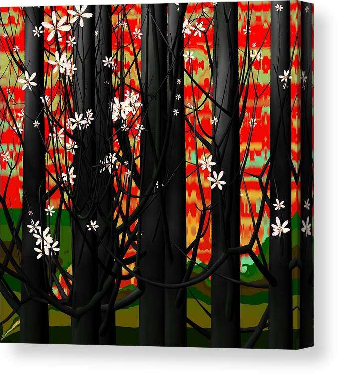 Red Forest Canvas Print featuring the digital art Red forest by GuoJun Pan