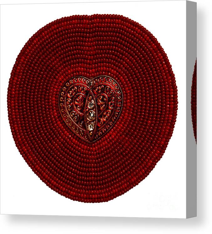 Red Canvas Print featuring the mixed media Red Heart Turtle 2014 by Douglas Limon
