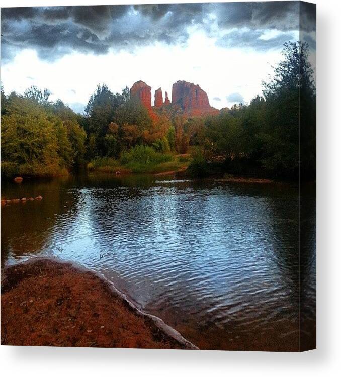 Sunset Canvas Print featuring the photograph Red River Crossing - Sedona Views by Peter Otto