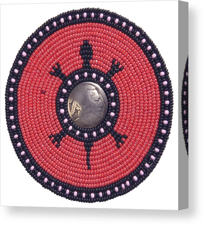 Beadwork Canvas Print featuring the mixed media Red Turtle 091406 by Douglas Limon