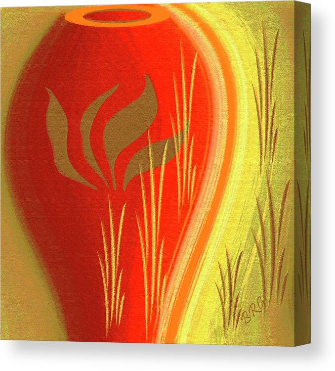 Abstract Still Life Canvas Print featuring the digital art Red Vase by Ben and Raisa Gertsberg