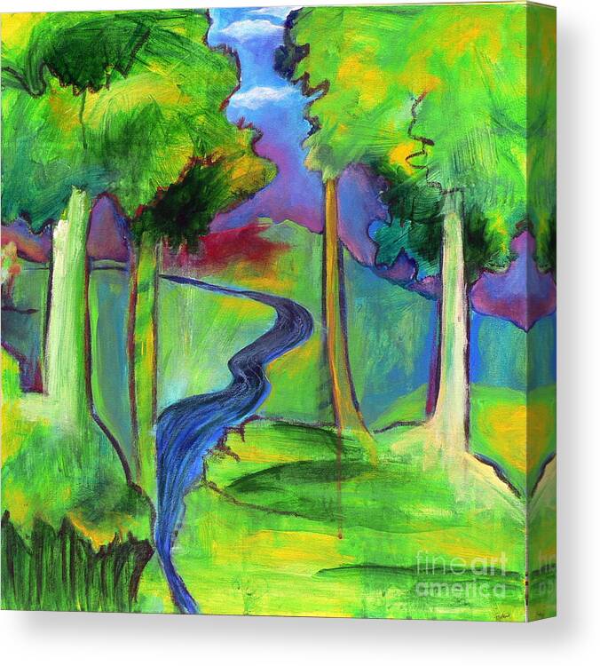 Landscape Canvas Print featuring the painting RendezVous Triptych by Elizabeth Fontaine-Barr